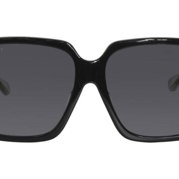 Black Gg0567sa 001 Women's Black-crystal/Grey Lens Square Sunglasses - Picture 2 of 3